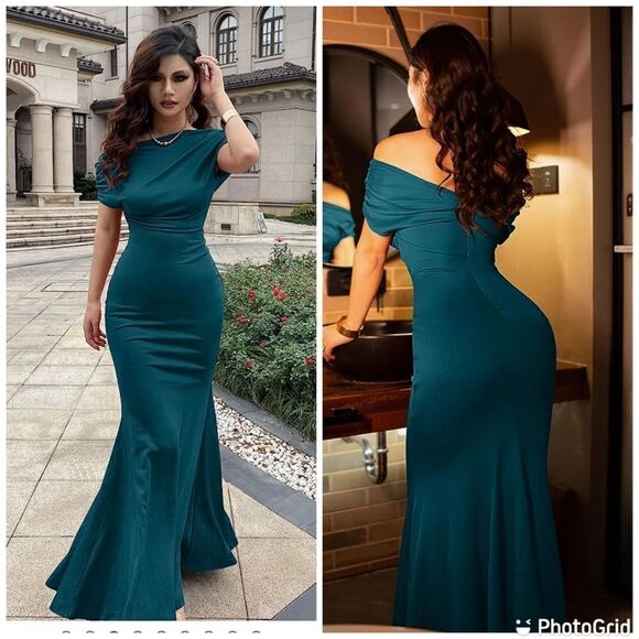 Elegant Sleeveless Off Shoulder Bodycon Long Formal Party Evening Dress - Picture 1 of 13